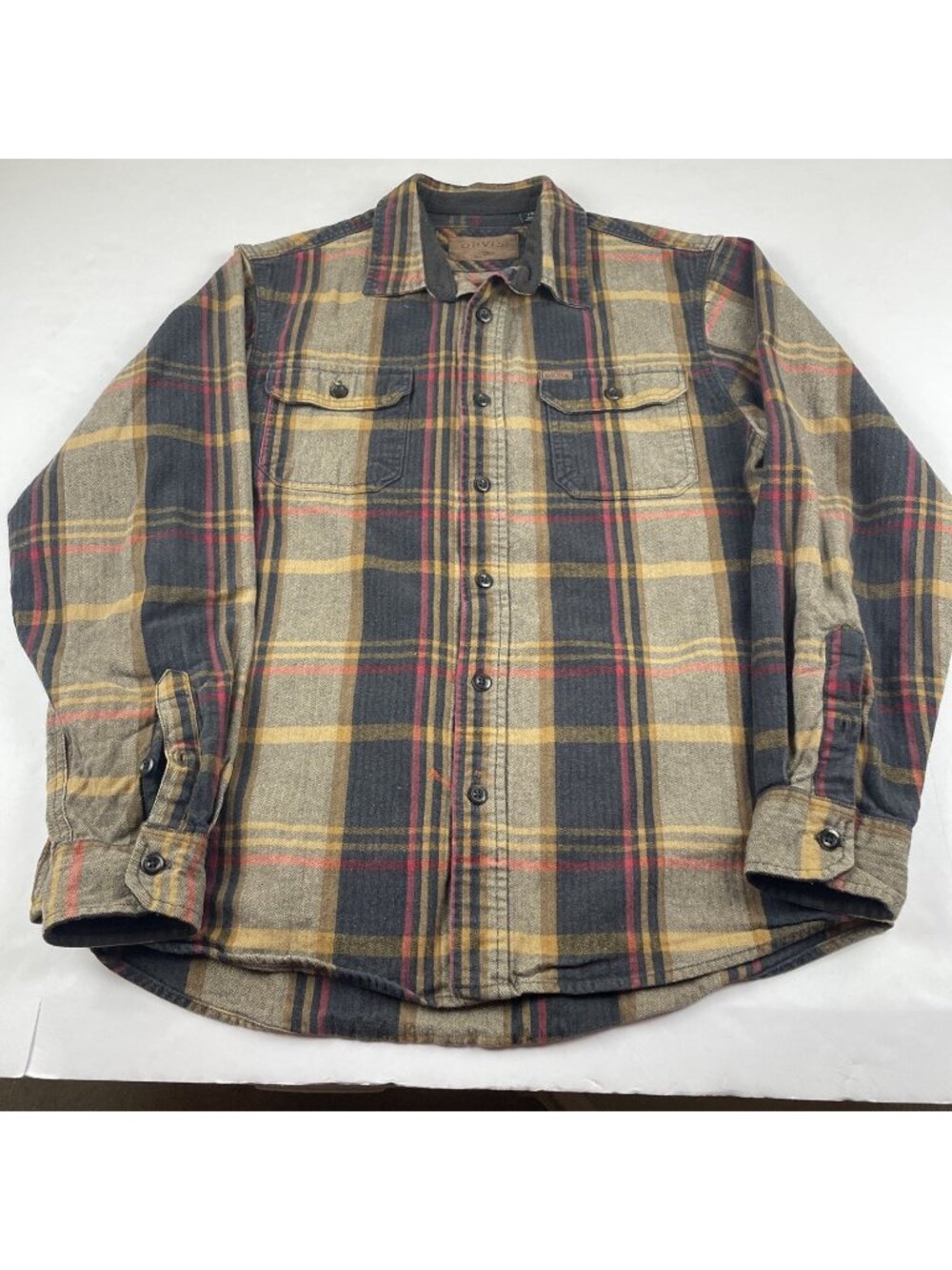 Orvis Heavy Weight Flannel Shirt Jacket Shacket Men’s L Plaid Herringbone